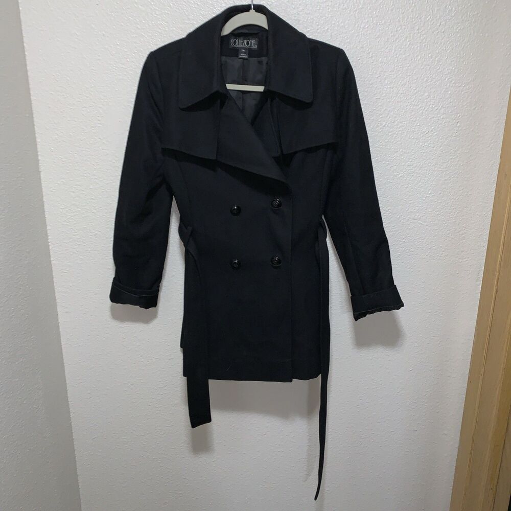 Collezione Women’s Wool Blend Trench Coat Size M Black